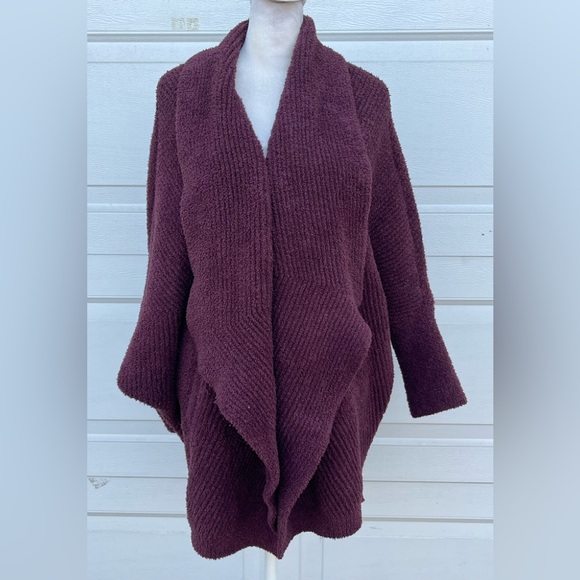 Barefoot Dreams Cozychic Open Front Cardigan burgundy Dolman Sleeves S/M - Picture 1 of 5